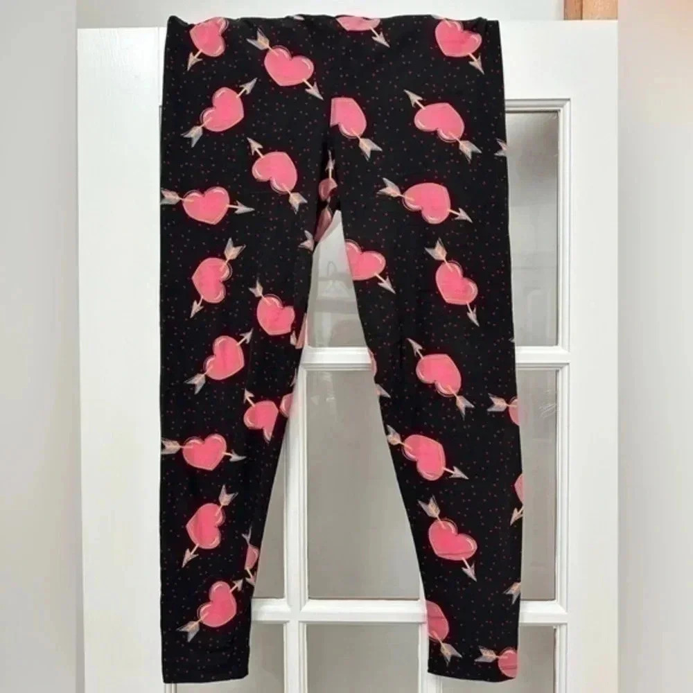 LuLaRoe TC Tall & Curvy Valentines Day Hearts Love Leggings Fits Size L - 1X
